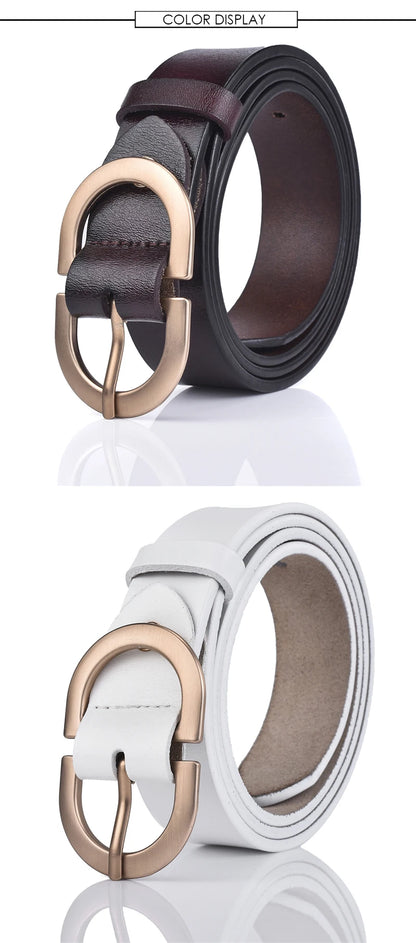 VATLTY Official Authentic Woman Leather Belt Golden Alloy Buckle Natural Cowhide Ladies Jeans Belt Trousers Belt Female ZK105