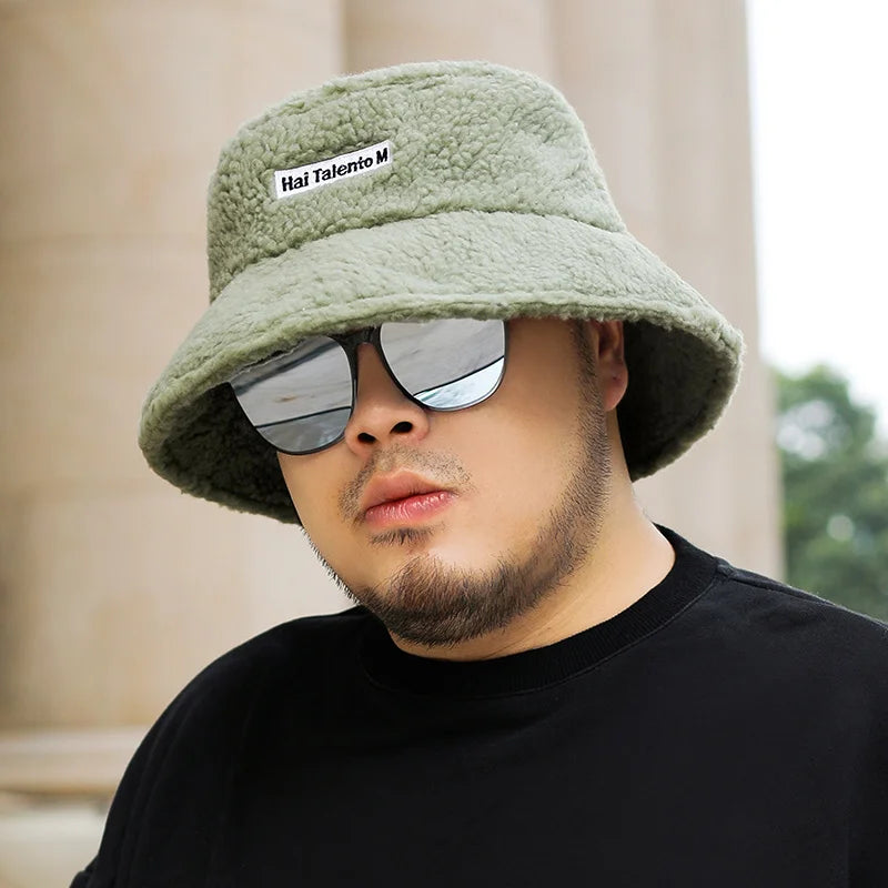 Dad Winter Plus Size Fisherman Hats Male Warm Fleece Snow Panama Hat Big Head Man Large Size Felt Bucket Hats 54-58CM 58-63CM