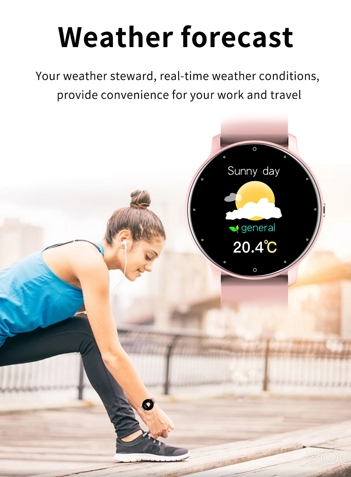 LIGE Waterproof Women Smart Band Watch Real-time Weather Forecast Men Watches Sports Ladies Smart Watch For Women Android IOS