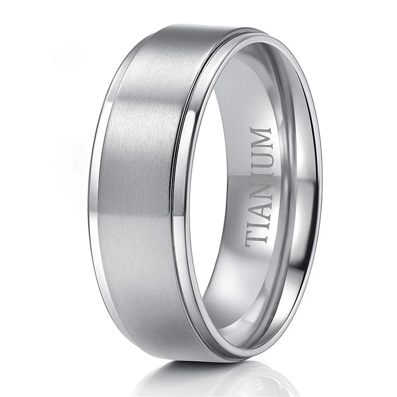 Tigrade 4/6/8/10mm Black Titanium Ring Man Brushed Wedding Band Women Engagement Rings Silver Color Bague Femme anneau bijoux