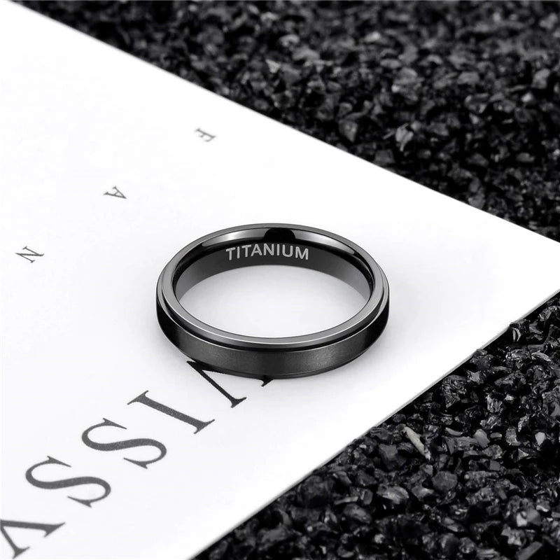 Tigrade 4/6/8/10mm Black Titanium Ring Man Brushed Wedding Band Women Engagement Rings Silver Color Bague Femme anneau bijoux