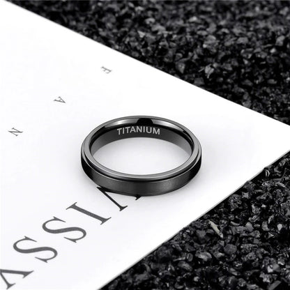 Tigrade 4/6/8/10mm Black Titanium Ring Man Brushed Wedding Band Women Engagement Rings Silver Color Bague Femme anneau bijoux