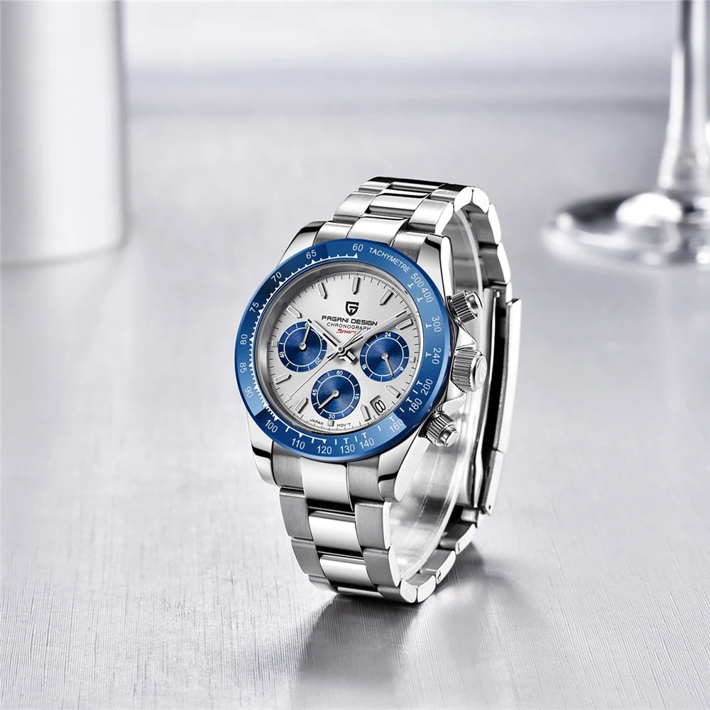 New PAGANI DESIGN PD1644 Luxury Men's Quartz Watch Automatic date Wristwatches Sport 100m Waterproof Chronograph Men Gift