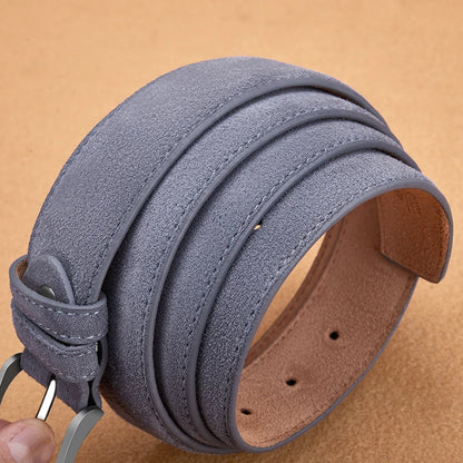 Sude Belts Cow Leather for Man And Lady Plaid Jeans Pin Buckle Luxury High Quality Classic Genuine Leather Sude Belts Cow Leathe