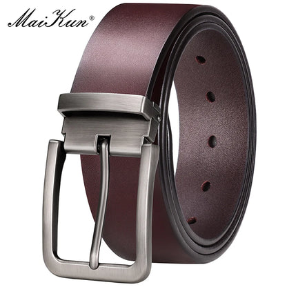 Maikun Genuine Leather Men's Belt Large Size Casual Belt   Alloy Pin Buckle Business Suit Belt Father's Day Present Gift