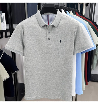 100% pure cotton high-end brand men's short sleeve polo shirt summer fashion original pony embroidery golf Paul  casual T-shirt