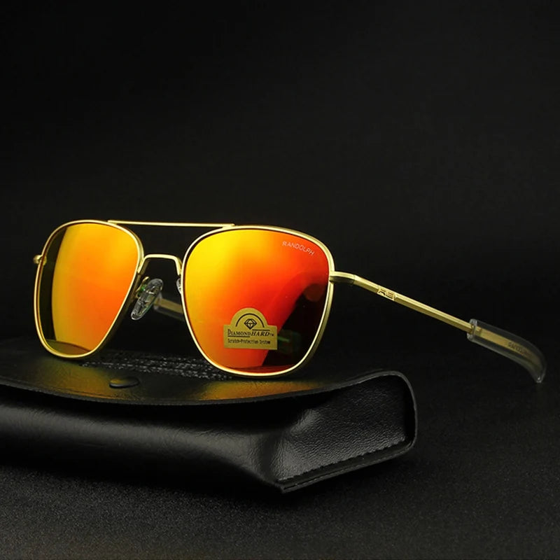 RE Sunglasses Men Top Quality Anti-Scratches American Army Military Mirror AGX Tempered Glass Lens Pilot Sun Glasses UV400