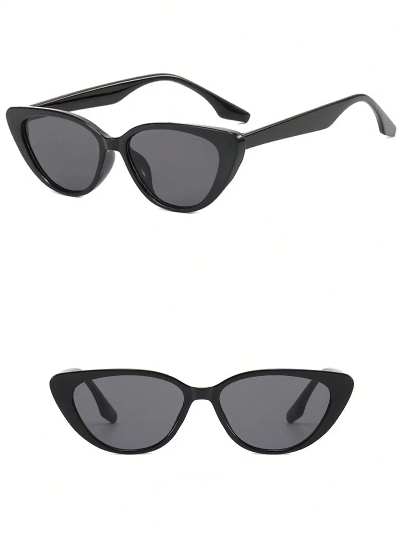 1pair Women’s Retro Narrow Cat Eye Sunglasses - Black Gradient UV Protection Face-Slimming Plastic Eyewear