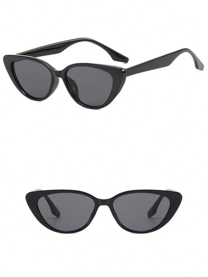 1pair Women’s Retro Narrow Cat Eye Sunglasses - Black Gradient UV Protection Face-Slimming Plastic Eyewear