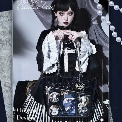 New Original Spicy Girl Cool Ita Bag Large Capacity Transparent Pain Layer Crossbody Bag Love Chain Ulzzang Shoulder Bag