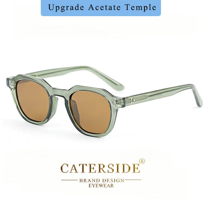 CATERSIDE Retro Polarized Sunglasses Men Ultralight TR90 Frame Polygon Women Sun Glasses Outdoor High Quality Travel  Eyewear