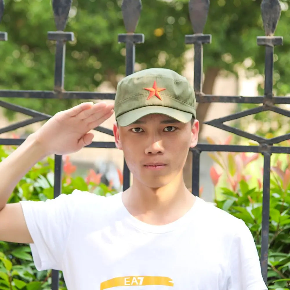 Unisex Cotton Men Cap Spring Summer Beach Outdoor Street Street Cool Church Sunhat Flat Top Hat With Red Star Dropshipping