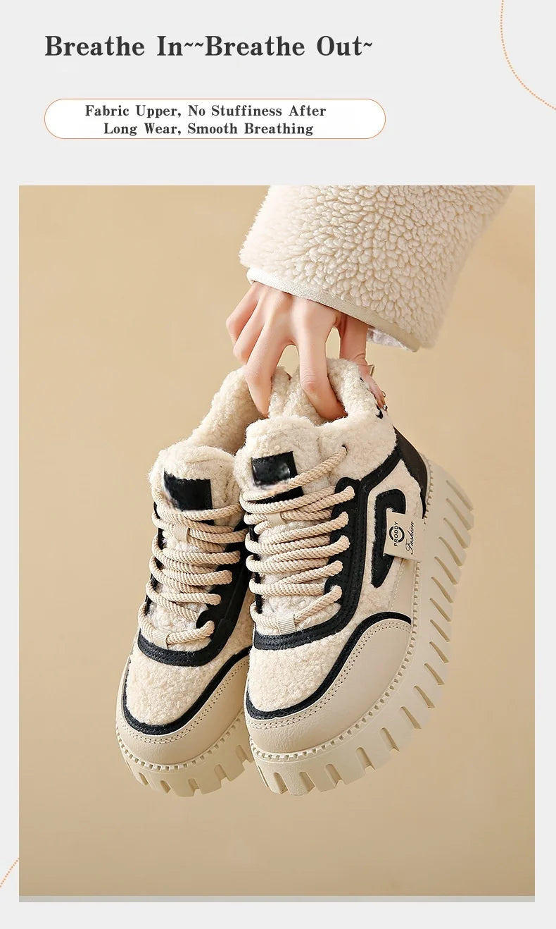 Fleece-Lined Warm High-Top Soft Men's Casual Sports Cotton Shoes Women's Anti-Slip Wear-Resistant