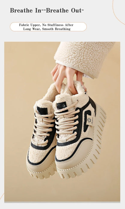Fleece-Lined Warm High-Top Soft Men's Casual Sports Cotton Shoes Women's Anti-Slip Wear-Resistant