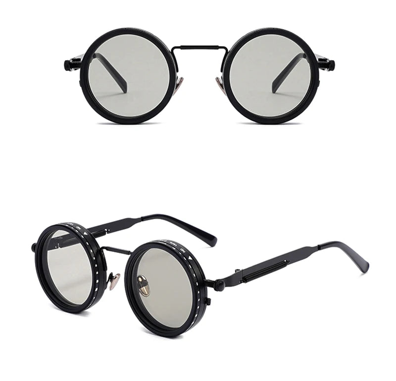 SHAUNA Retro Metal Round Punk ND9-level Adjustable Dimming Sunglasses Women Polarized UV400 Fashion Men Outdoor Sun Glasses