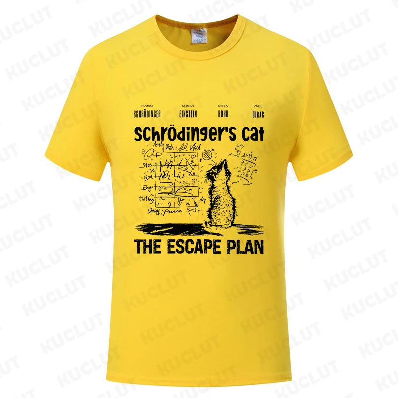 T Shirt for Men Clothing Fashion  Cat The Escape Plan Geeky Printed T Shirts Harajuku Short Sleeve Tee Casual Men's Clothing
