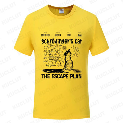 T Shirt for Men Clothing Fashion  Cat The Escape Plan Geeky Printed T Shirts Harajuku Short Sleeve Tee Casual Men's Clothing