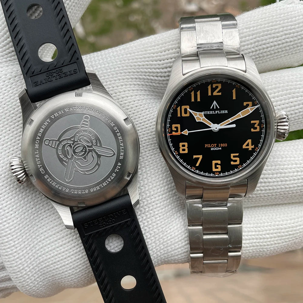 STEELFLIER Official SF740V New Quartz Wristwatch Super C3 Luminous 200M Waterproof VH31 Mute Movement Man Fashion Business Watch