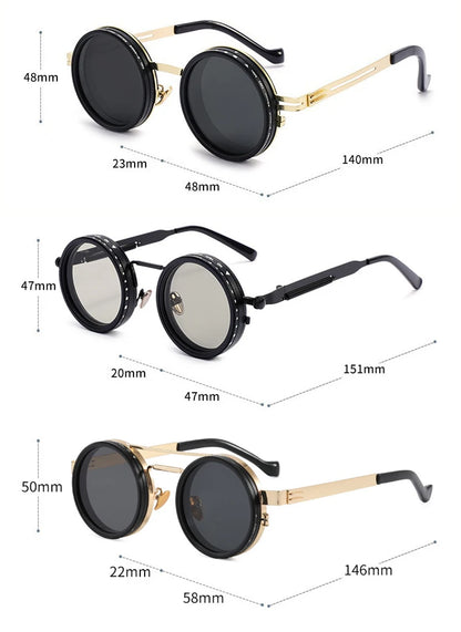 SHAUNA Retro Metal Round Punk ND9-level Adjustable Dimming Sunglasses Women Polarized UV400 Fashion Men Outdoor Sun Glasses