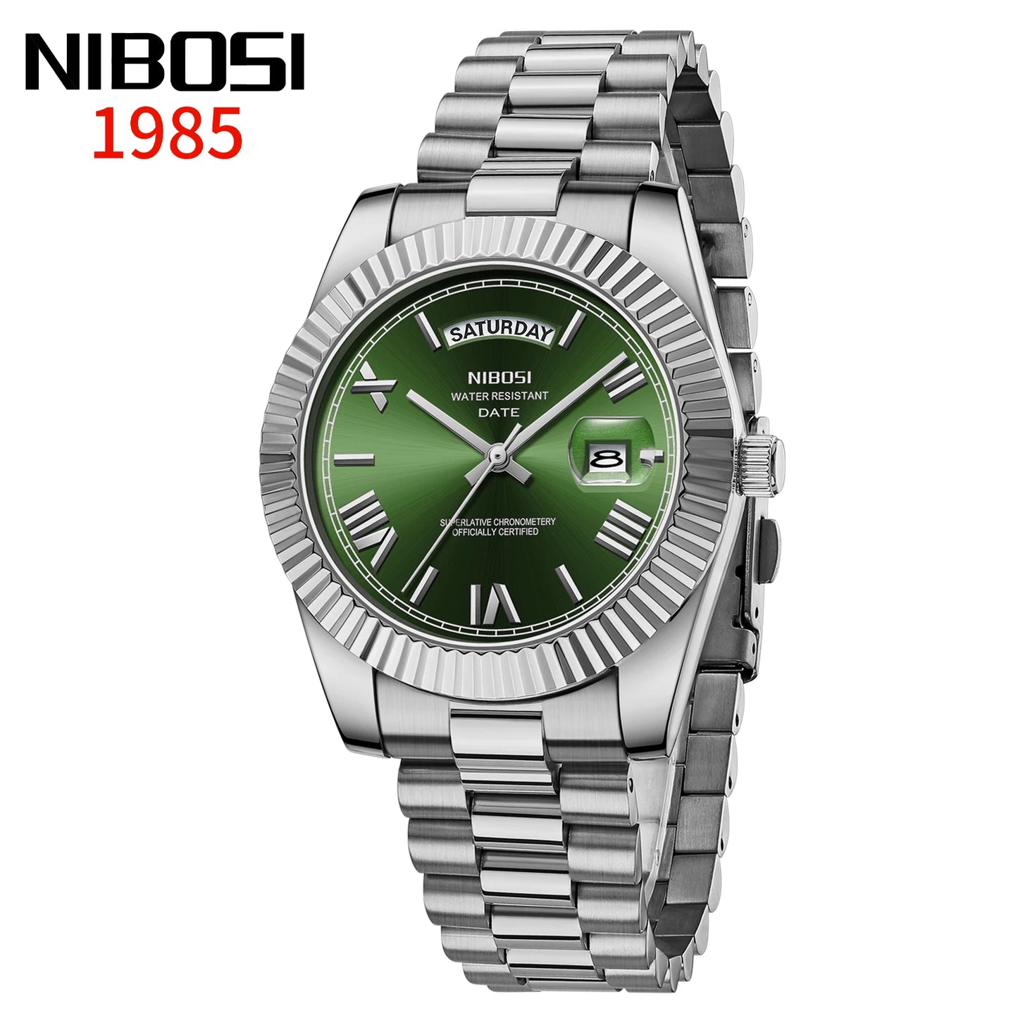 NIBOSI Mens Watches Top Brand Luxury Gold Diamonds Classic Watch Men Auto Week Date Watch Waterproof Stainless Steel Wristwatch