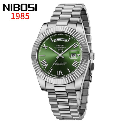 NIBOSI Mens Watches Top Brand Luxury Gold Diamonds Classic Watch Men Auto Week Date Watch Waterproof Stainless Steel Wristwatch