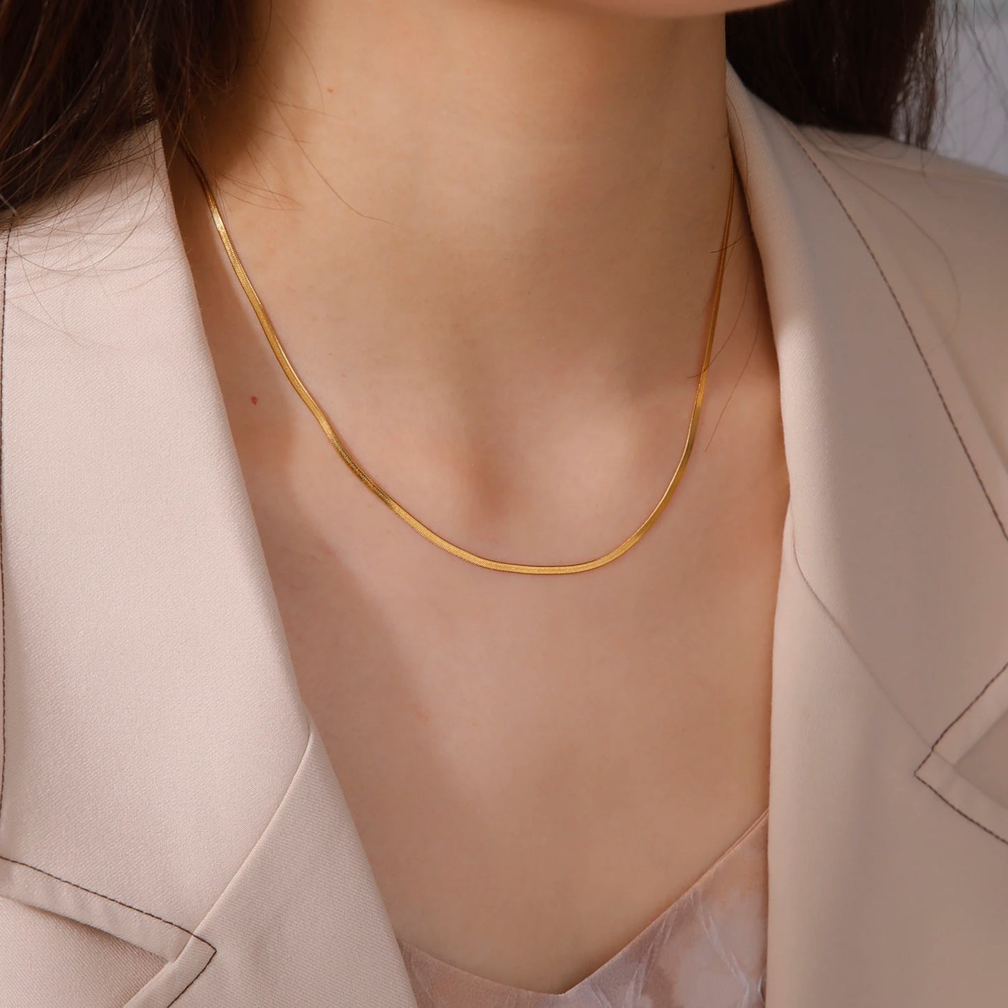 Skyrim Stainless Steel Snake Chain Necklace for Women Men Gold Color Herringbone Choker Neck Chains 2026 Trend Jewelry Gift Hot