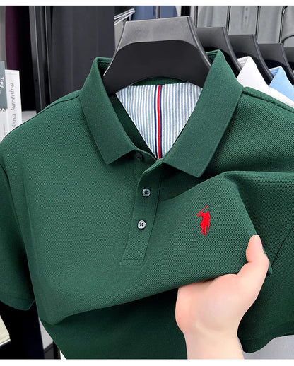 100% pure cotton high-end brand men's short sleeve polo shirt summer fashion original pony embroidery golf Paul  casual T-shirt