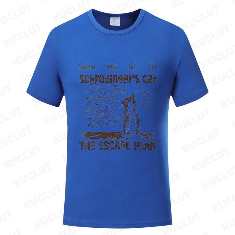 T Shirt for Men Clothing Fashion  Cat The Escape Plan Geeky Printed T Shirts Harajuku Short Sleeve Tee Casual Men's Clothing