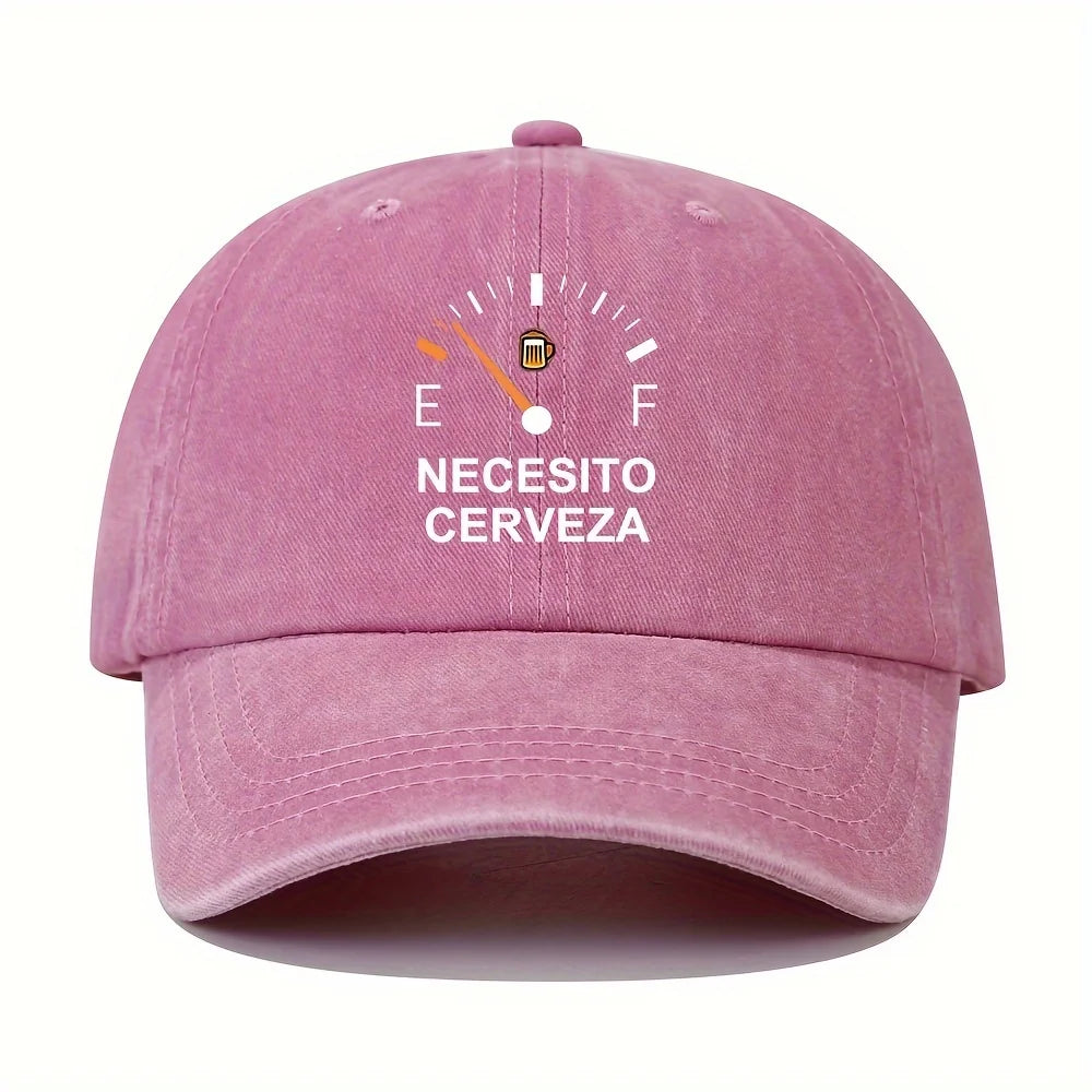 NECESITO CERVEZA pattern printed vintage duckbill cap, fashionable retro curved brim baseball cap, casual outdoor sun hat