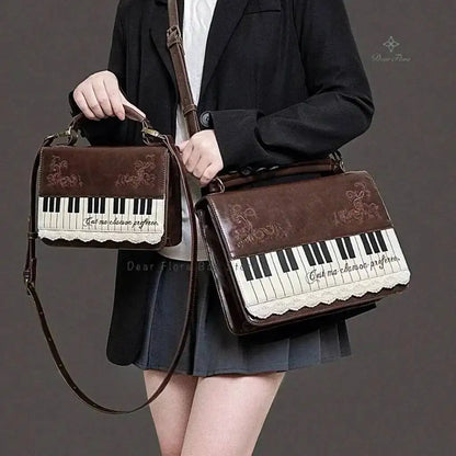 New Vintage Piano Shoulder Bag Womens Brown Crossbody Bag Y2k Girls Transparent Ita Bag Personalized Backpack Aesthetic Handbags