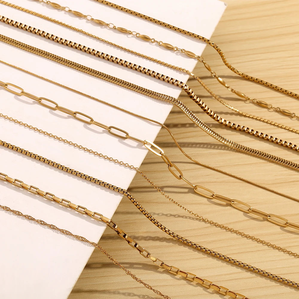 MamacitaSlay water wave chain snake chain Women's stainless steel necklace Bracelets Belly Chain Various styles Jewelry