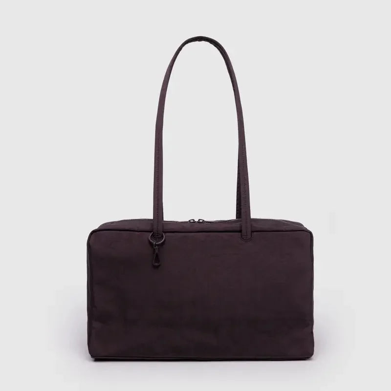 Simple Large-capacity Square Shoulder Bag Fashion Plaid Nylon Handbag Durable Canvas Material Travel Bag Daily Use Storage Bag