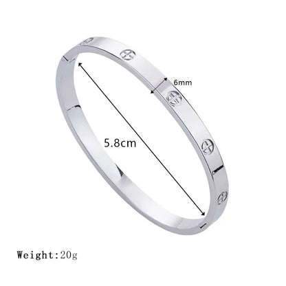 Fashion Design Gold Color Zircon And Cross Nut Nail Bangle Gold & Stainless Steel For Woman Bracelet buckle Classic jewelry