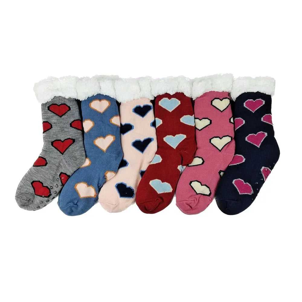 Christmas Gift Thermal Socks Women Winter Warm nightwear Plush Soft Floor Fuzzy Fluffy Fur Slipper Sock Thick Ladies Cute Cow