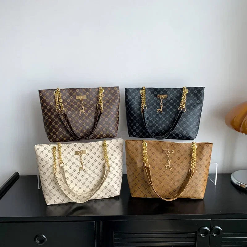 Summer High Quality PU Leather Fashion Large-capacity Shoulder Armpit Women's Bag Work Student Travel Female Retro Handbag Tote