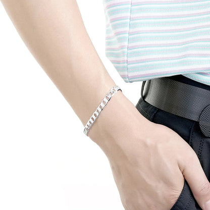 ALIZERO 925 Sterling Silver Bracelet 4/6/8/10/12mm Side Chain Bracelets For Men Women Fashion Fine Jewelry Wholesale