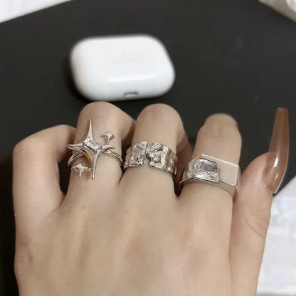 Fashion Trend Pink Crystal Bowknot Heart Rings Zircon Ring Y2K Shiny Zircon Rings for Women Girls Party Aesthetic Jewelry 2024 N