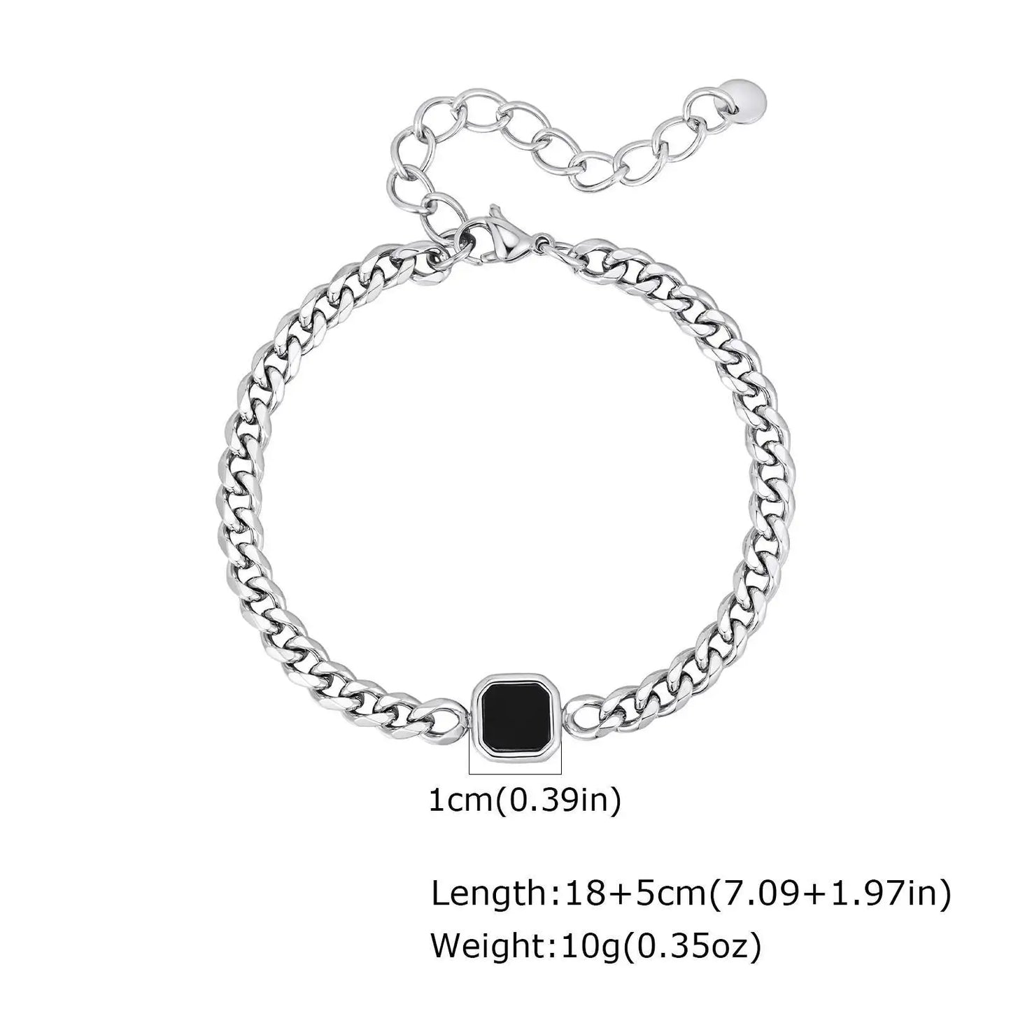 Vnox 5mm Width Adjustable Chain Bracelet for Men, Stainless Steel Acrylic Six-Sided Polished Jewelry Gifts for Husband Son‌ Him