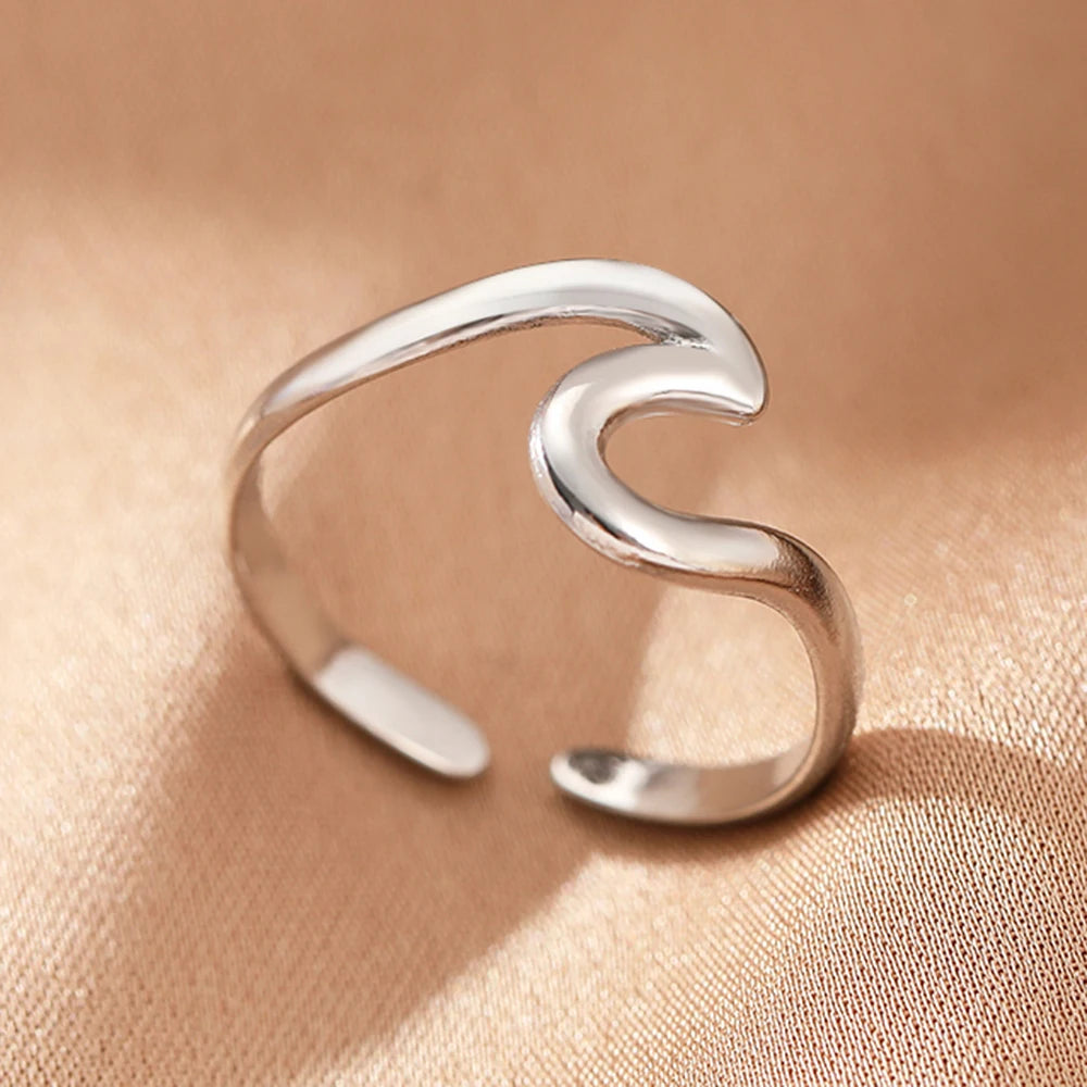 Stainless Steel Rings Simpler Geometric Fashion Vintage Fine Adjustable Open Rings For Women Jewelry Weddings Gifts New Trendy