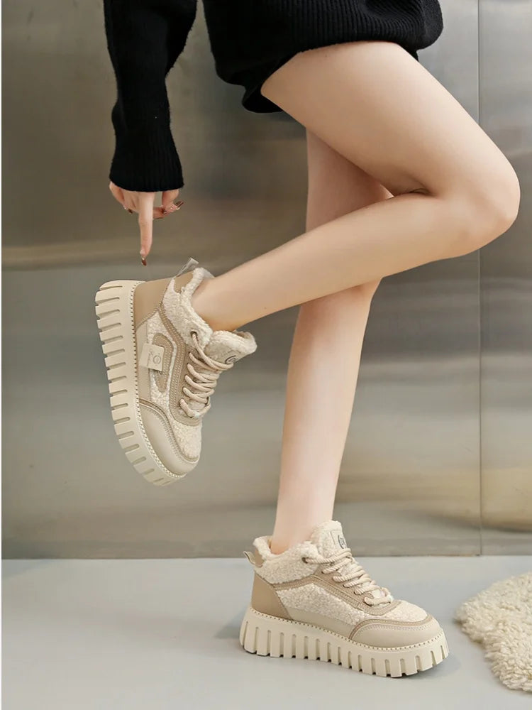 Fleece-Lined Warm High-Top Soft Men's Casual Sports Cotton Shoes Women's Anti-Slip Wear-Resistant