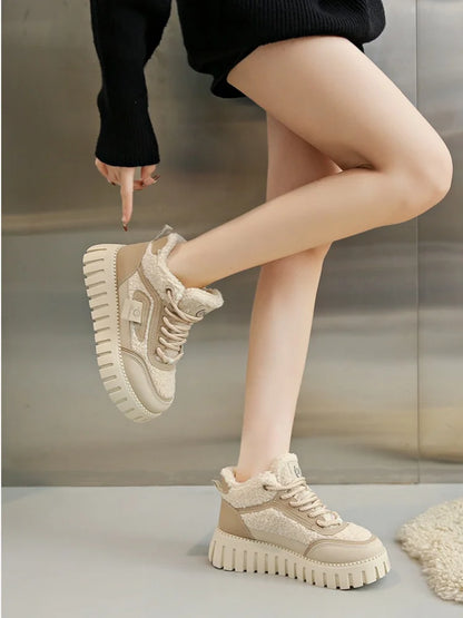 Fleece-Lined Warm High-Top Soft Men's Casual Sports Cotton Shoes Women's Anti-Slip Wear-Resistant