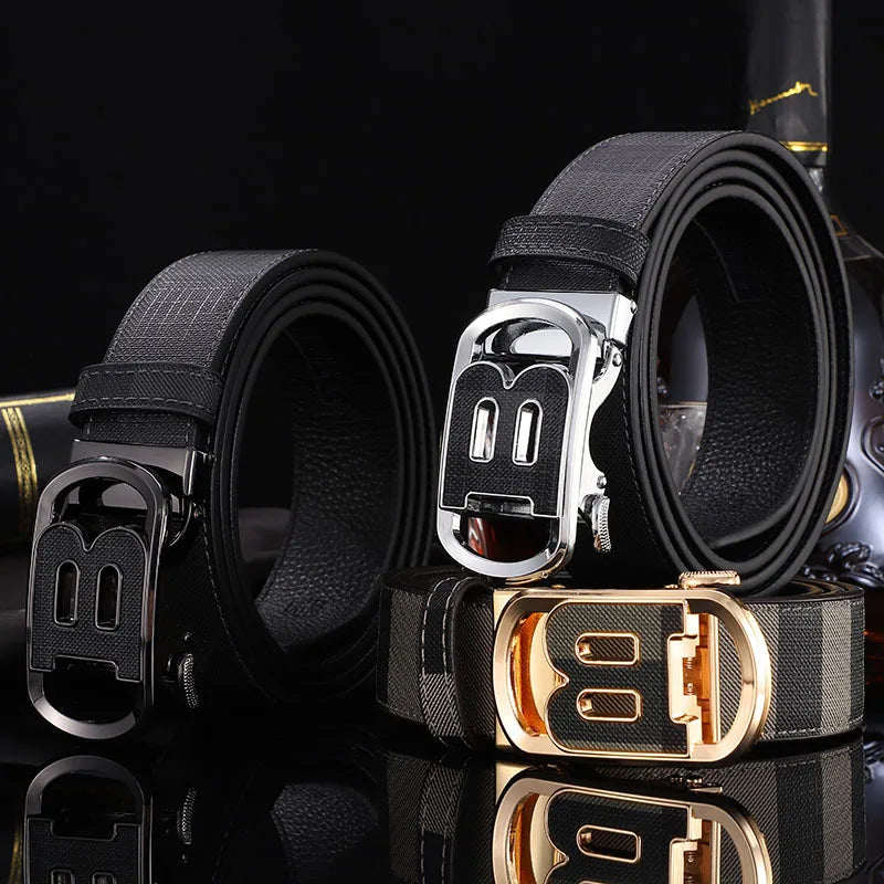2025 High Quality Men's Belt Designer Genuine Leather Belts Male Metal Automatic Buckle Casual Fashionable Belt for men Jeans