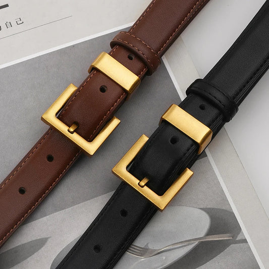 Fashion Women's High Quality Golden Buckle PU Leather Casual Belt Best Matching Dress Jeans Belts Women Accessory Designer Belt