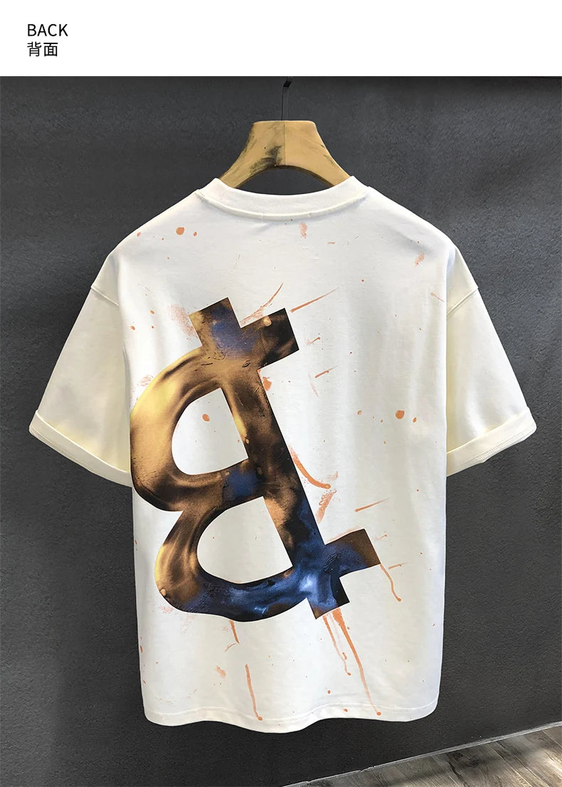 Supzoom New Arrival Summer High Street Splash Ink Printing Neutral O-neck Casual Heavy Texture Cotton Ins Loose Men T shirt