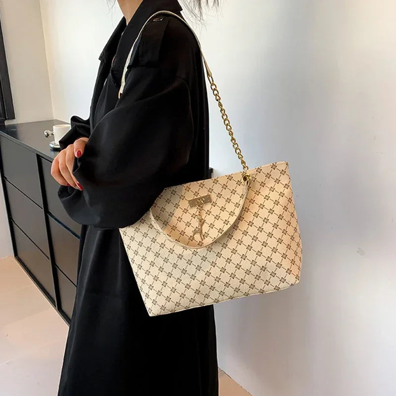 Summer High Quality PU Leather Fashion Large-capacity Shoulder Armpit Women's Bag Work Student Travel Female Retro Handbag Tote