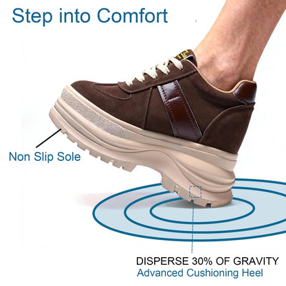 Fujin Elevator Shoes for Women Fall Spring New Platform Sneakers 12cm Height Increase Chunky Shoes for Petite Women Chunky Shoes
