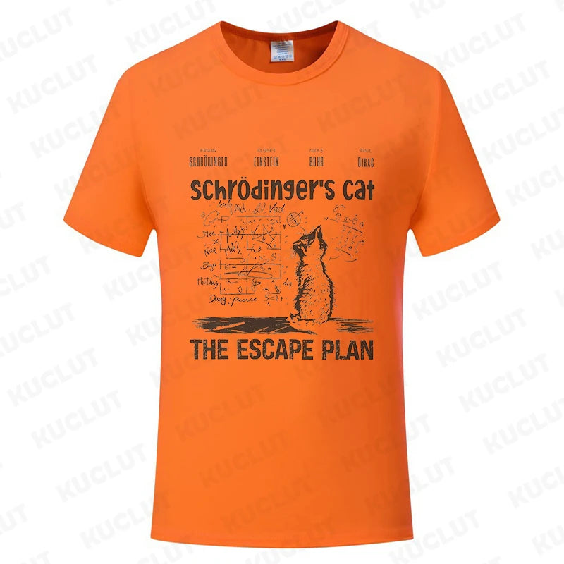 T Shirt for Men Clothing Fashion  Cat The Escape Plan Geeky Printed T Shirts Harajuku Short Sleeve Tee Casual Men's Clothing