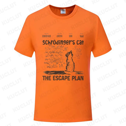 T Shirt for Men Clothing Fashion  Cat The Escape Plan Geeky Printed T Shirts Harajuku Short Sleeve Tee Casual Men's Clothing