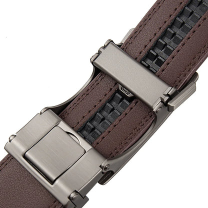 High Quality Genuine Leather Casual Belt Men, Adjustable Automatic Buckle Belts, Black/Brown Cuttable Ratchet Belt for men