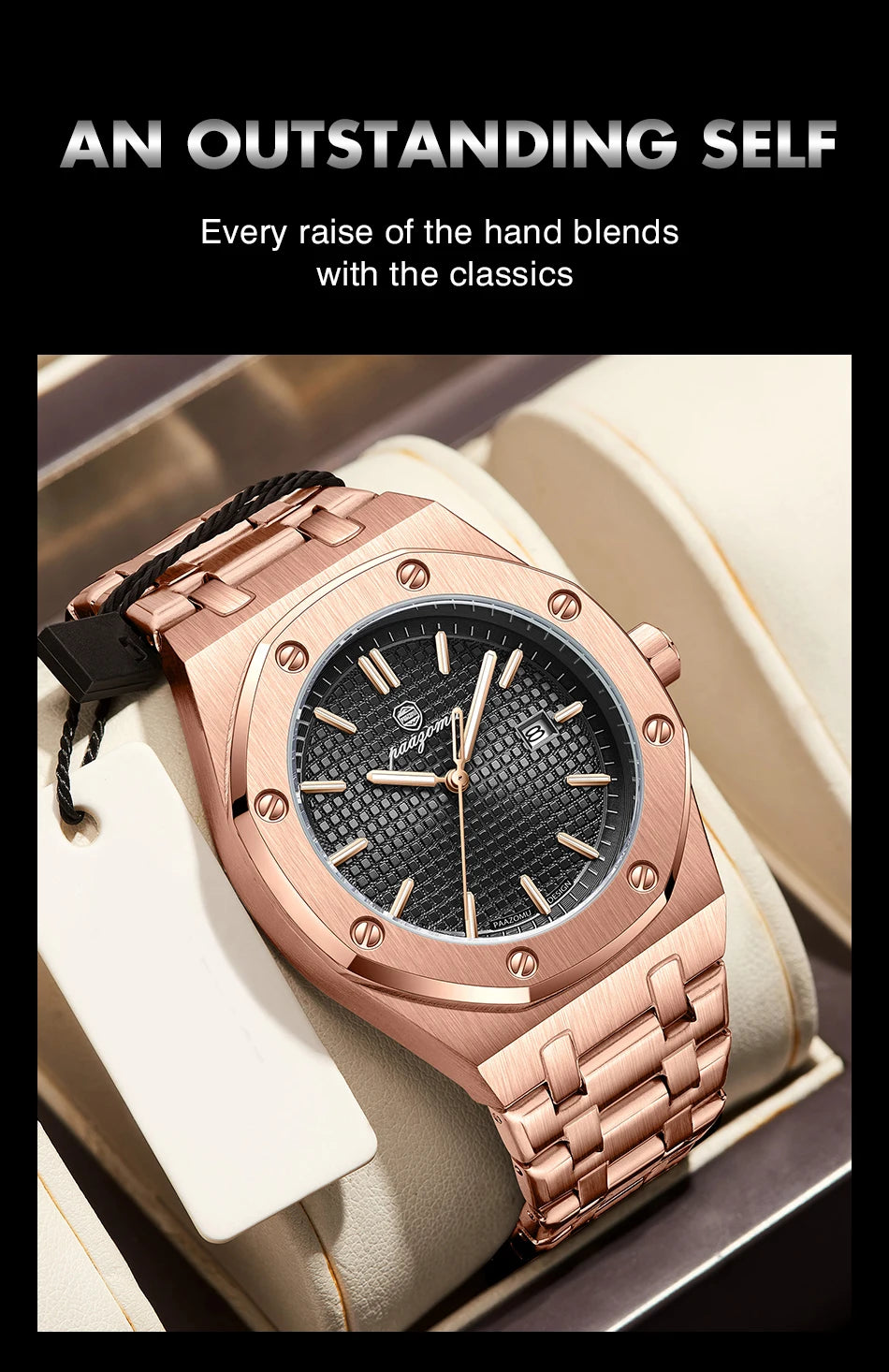 PAAZOMU Original Luxury Men's Watches Date Chronograph Stainless Steel Quartz Watch Waterproof Luminous Fashion Man Wristwatch